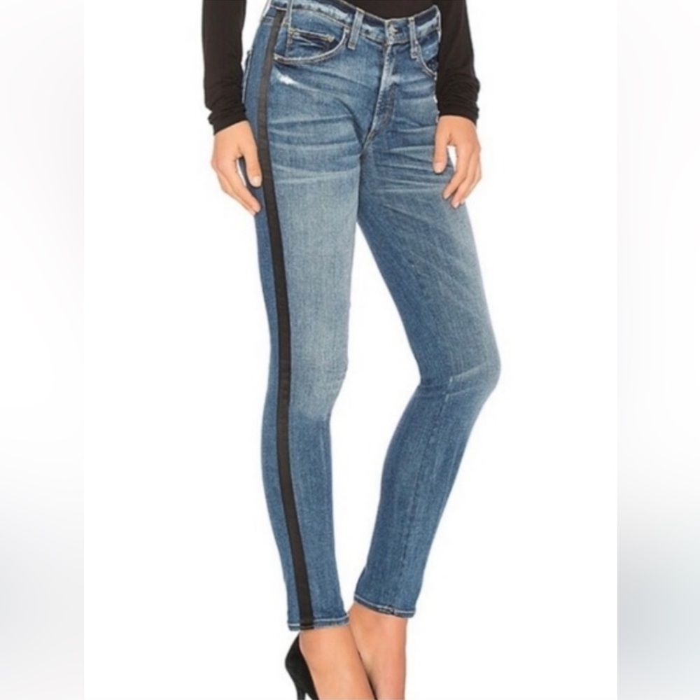 McGuire Denim- Vintage Slim Jeans With Tuxedo‎ Stripe.